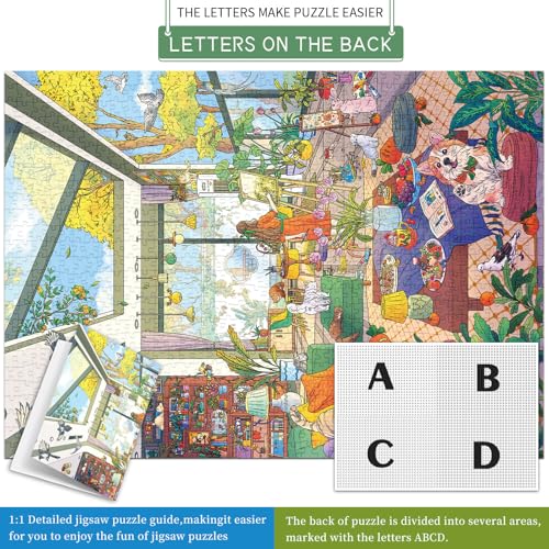 1000 Piece Jigsaw Puzzles for Adults,Sunny Art Studio Puzzle with 1:1 HD Poster, Precise Interlocking, Letter Markings on Back, Dust-Free, Stress Relief & Ideal Family Game Gift - color: Sunny Art Studio