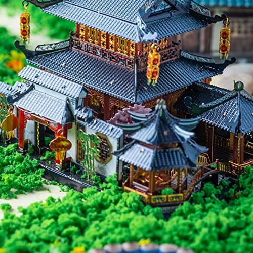 MU 3D Metal Puzzle for Adult Chinese Landscape Architecture Suzhou Style Gardens, DIY Miniature Model Kits for Beginner Building Birthday Gift, 110pcs - color: Suzhou Style