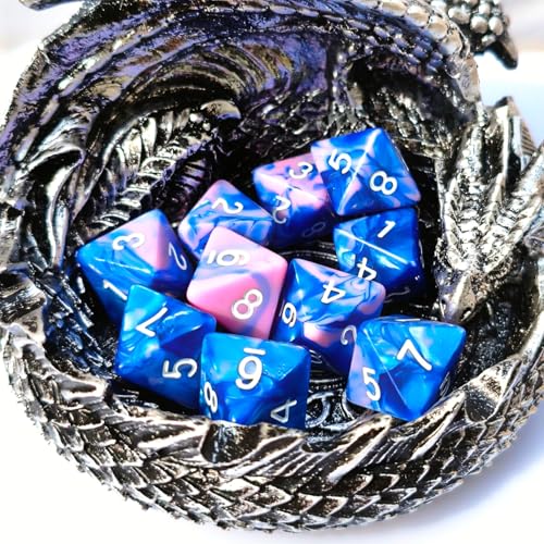 10 PCS D8 8 Sided Dice Set, Polyhedral Number Game Dice for DND RPG MTG Board Game Party Tabletop Accessories (Pink + Blue) - color: Pink + Blue