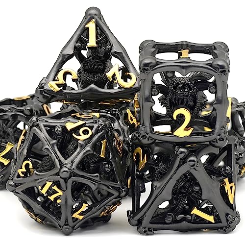 Beholder Dice Set DND, Dragon Eye Dice, ZHOORQI 7PC/Set Polyhedral Dices for Dungeons and Dragons, RPG, Eye Monster DND Gifts(Eye-Black Gold) - color: Eye- Balck Gold