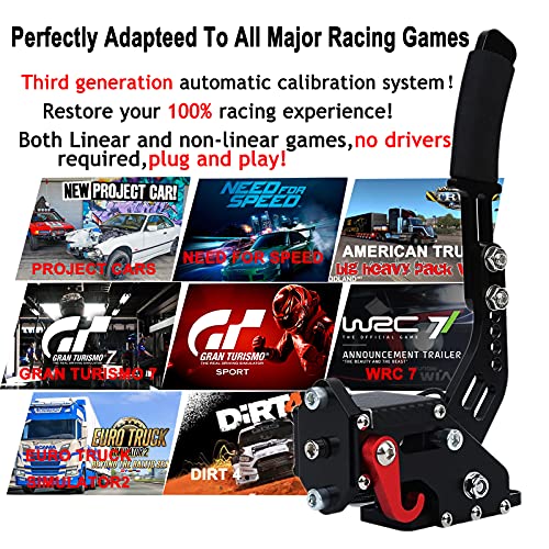 64Bit USB Handbrake SIM for XBOX ONE Racing Games - Compatible with G920, Fanatec, OSW, Dirt Rally - Without Clamp - Black Stainless Steel Fixed Plate - color: Black-With Black Stainless Steel Fixed Plate