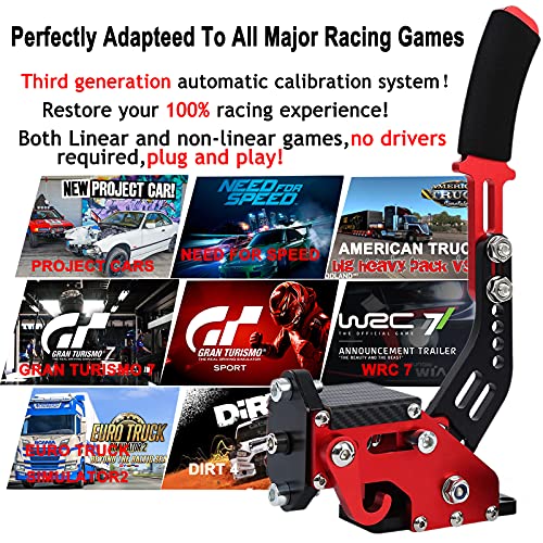 Obokidly 14Bit USB Handbrake SIM for Xbox ONE Racing Games Compatible with G920 FANATECOSW Dirt Rally Without Clamp with Black Stainless Steel Fixed Plate (Red-with Black Stainless Steel Fixed Plate) - color: Red-With Black Stainless Steel Fixed Plate