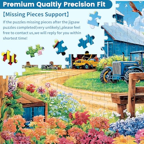 1000 Piece Puzzles for Adults, Spring Landscape Jigsaw Puzzle, Farm Jigsaw Puzzles 1000 Pieces, Challenging Game Home Decor Birthday Party Gift Toy for Adults Kids Seniors, 28×20 in - style: Spring Farm