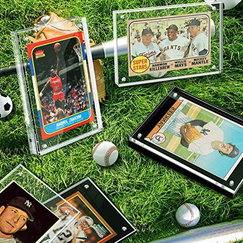 Acrylic Card Display Frame, Magnetic Trading Card Frames - Desktop Protector, 2 Sets Black