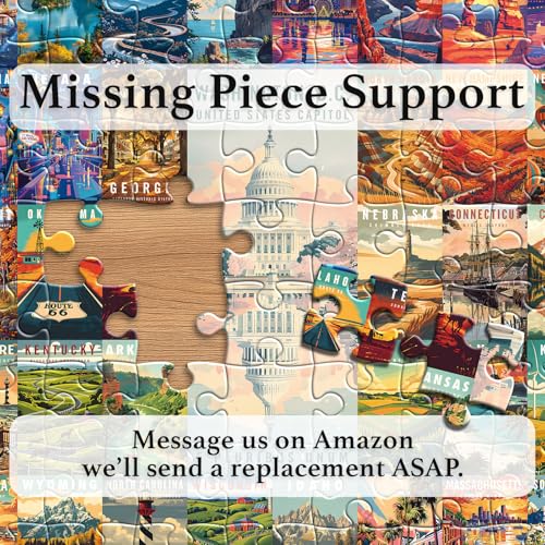 50 States & Washington, D.C. Jigsaw Puzzles for Adults 1000 Pieces, United States 1000 Piece Puzzle, Travel Poster Design of Family Puzzle,challenging Puzzle,USA States Puzzle