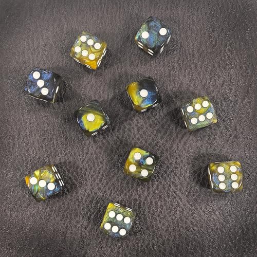 48 Pieces 16mm 6 Sided Standard Pips Acrylic Dice Set, 3 Colour D6 Round Corner, for Board Games Dice Games TCG MTG DND, with 2 Round-Bottom Drawstring Bags and a Cardboard Box