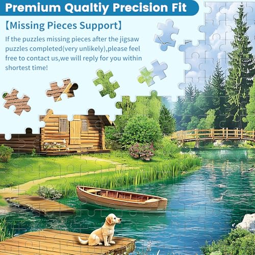 1000 Piece Puzzles for Adults, Spring and Summer Landscape Jigsaw Puzzle, Wooden House and Dog Jigsaw Puzzles 1000 Pieces, Challenging Game Home Decor Birthday Party Gift Toy for Adults Kids Seniors - style: Summer Landscape