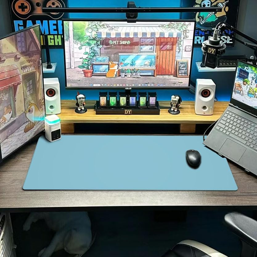 Blue Mouse Pad Extended Large Gaming Mousepad XL Big Long Oversized Desk Mat Stitched Edges 31.5 X 11.8 Inch for Home Office - color: Black7