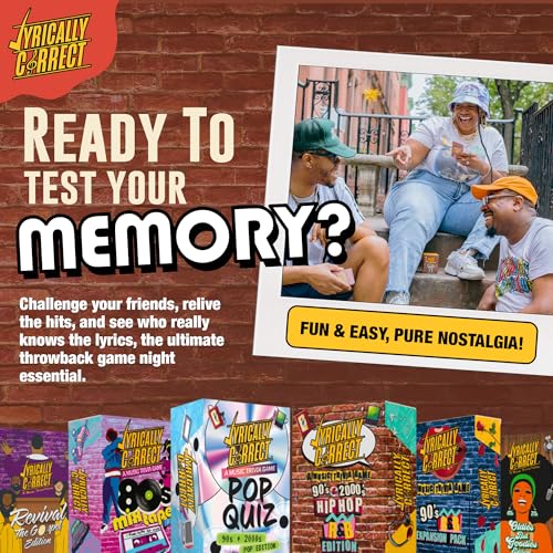 Lyrically Correct '90s & 00s Hip-Hop R&B 90s Nostalgia The OG Music Trivia | '90s & 2000s Hip-Hop & R&B Music Trivia Card Game for Family Game Nights, Parties, Cookouts & Music Lovers