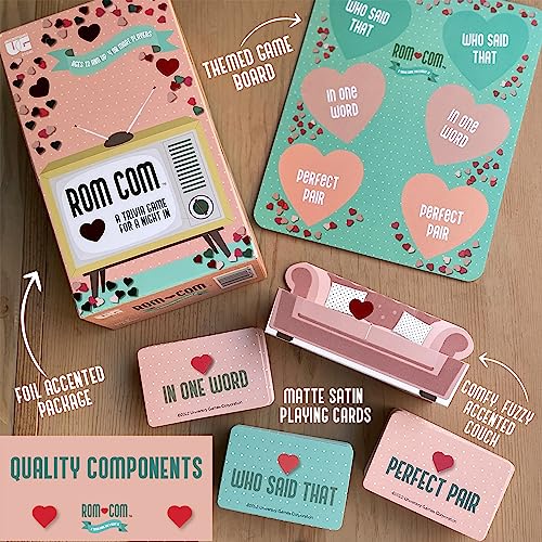 ROM Com Team Trivia Game by University Games, Perfect for Date Nights Girls Nights and Party Game Night, for Ages 12 and Up and 4 or More Players