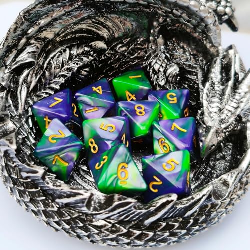 10 PCS D8 8 Sided Dice Set, Polyhedral Number Game Dice for DND RPG MTG Board Game Party Tabletop Accessories (Green + Purple) - color: Green + Purple