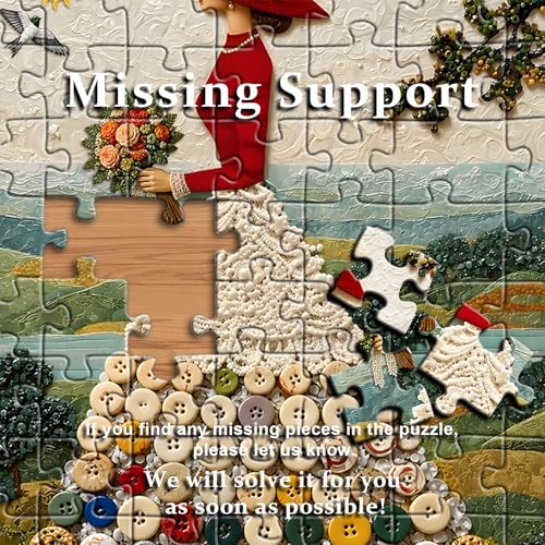 Impossible Puzzle for Adults 1000 Pieces, Women Puzzle Elegant Lady Scenic | Button Art Beauty Nature Puzzle Landscape, Flower Jigsaw Puzzle for Adults Aesthetic Art Challeng - style: Button Skirt Puzzle