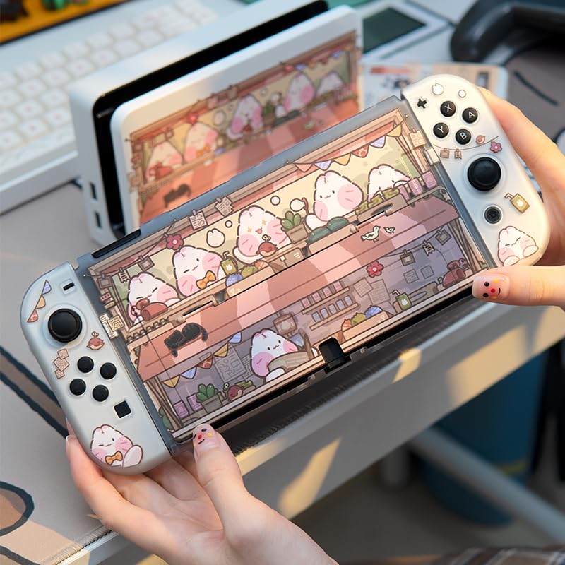 Bunny Grocery Switch Protective Case Cover Skin, Soft TPU Cover Case Compatible with Switch/OLED Model (for OLED Model) - size: For OLED Model