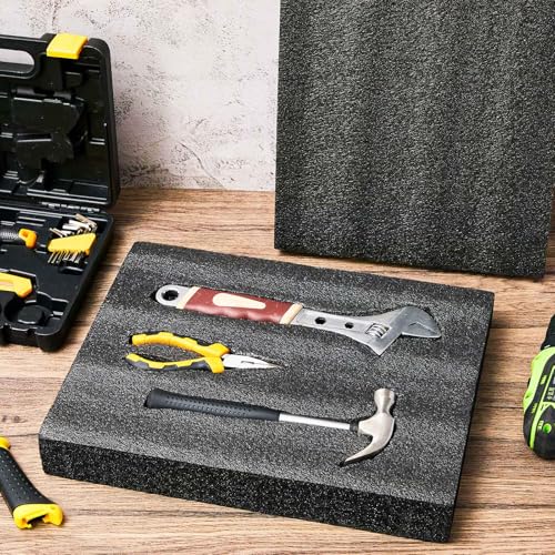 Treela 4 Pcs Customizable Polyethylene Foam Sheets 16x12x3" Black Thick Cuttable Foam Padding Inserts for Cases, Polyethylene Block Sheets for Packing Toolbox Storage and Craft Pad - size: 16x12x3''