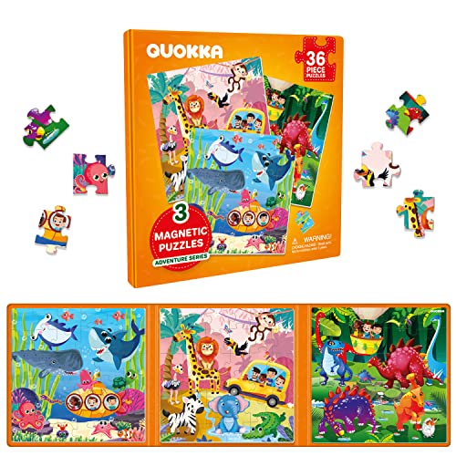 Magnetic Puzzles for Toddlers 3-5 - Kids Travel Toys for Boys and Girls | 36 Pieces Sudoku Toddler Puzzles Ages 2-4 – Animal Jungle Sea Travel Games for Kids 4-6 – Car Airplane Road Trip Games - color: 2. Jungle 36 Pcs