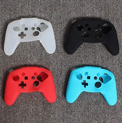 3 in 1 Soft Silicone Protective Skin Case Cover for NS Switch pro Controller Rubber Protective Skin with 2 Thumb Caps (Blue) - color: Blue