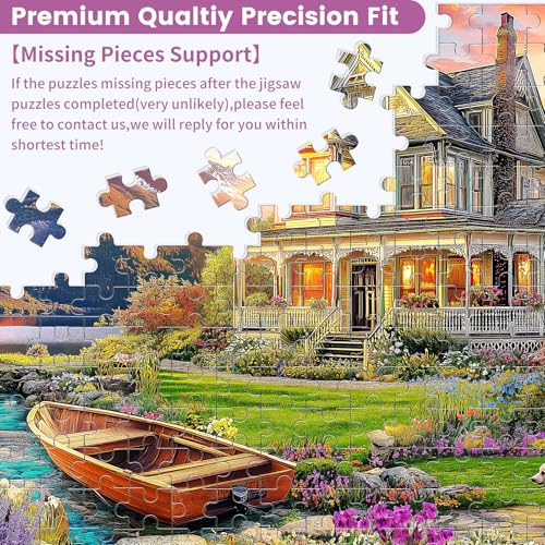 1000 Piece Puzzles for Adults, Autumn Landscape Jigsaw Puzzle, Villa and Dog Jigsaw Puzzles 1000 Pieces, Challenging Game Home Decor Birthday Party Gift Toy for Adults Kids Seniors, 28×20 in - style: Villa and Dog