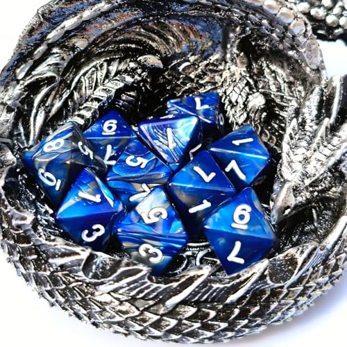 10 PCS D8 8 Sided Dice Set, Polyhedral Number Game Dice for DND RPG MTG Board Game Party Tabletop Accessories (Blue+Black) - color: Blue+black