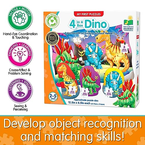 The Learning Journey: My First Puzzle Sets 4-In-A-Box Dinosaur – Dinosaur Puzzle Sets - Educational Toddler Toys & Activities for Children Ages 2-5 - style: Dino