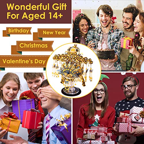 Piececool 3D Puzzles for Adults Metal Model Building DIY Kit-Phoenix Coronet DIY Craft Kits for Teens, Anxiety Relief Puzzle Toys, Great Gift Idea-433 Pcs - style: Classic