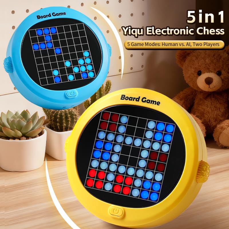 Electronic Chess Game, 5-in-1 Handheld Electric Puzzle Game, Electronic Board Games for Educational and Memory Growth, Portable Travel Games for Car Ride