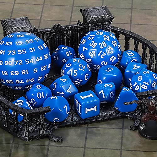 CiaraQ DND Polyhedral Dice Set (15pcs) D4-D100 Game Dice with Dice Bag | Acrylic Role Playing Dice for Dungeons and Dragons MTG Table Games (Blue & White) - color: Blue & White