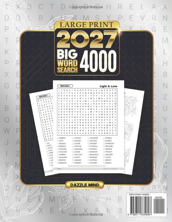 Word Search Books for Adults Large Print Puzzle: Big Word Find Puzzles for Adult & Seniors To Keep Mind Busy, Activity Games for Elderly Men Women ... Relaxing (Large Print Gifts 2027 Edition)
