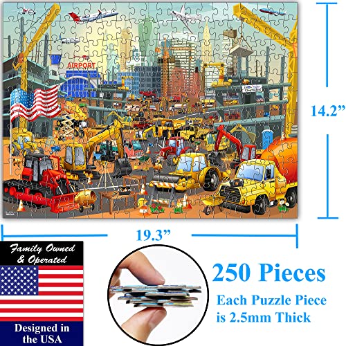 Think2Master Construction in New York City, USA 250 Pieces Jigsaw Puzzle. Great Puzzle for Adults and Seniors. Easier to Handle Larger Pieces. Size: 14.2” X 19.3” - style: Construction USA
