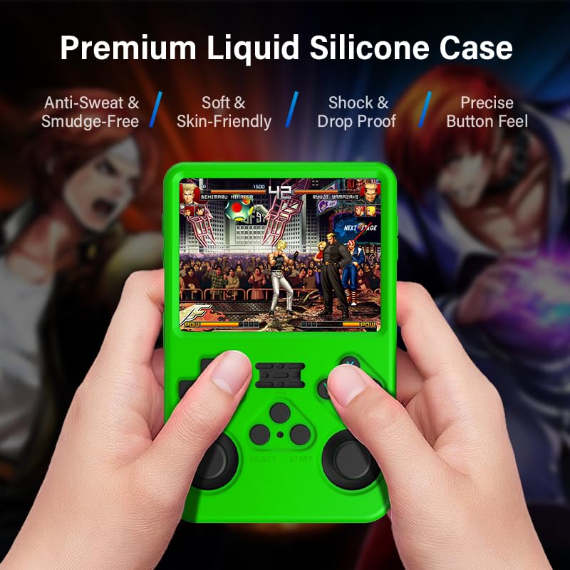 Silicone Case for R36S Handheld Game Console Protective Case with Lanyard Button Cover Accessory for Gift (Green) - color: green