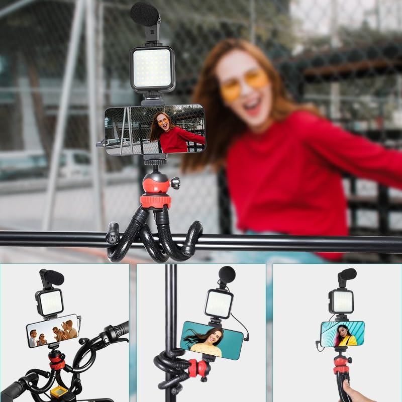 Octopus Tripod Microphone Fill Light Vlog Set Mobile Video Shooting Set