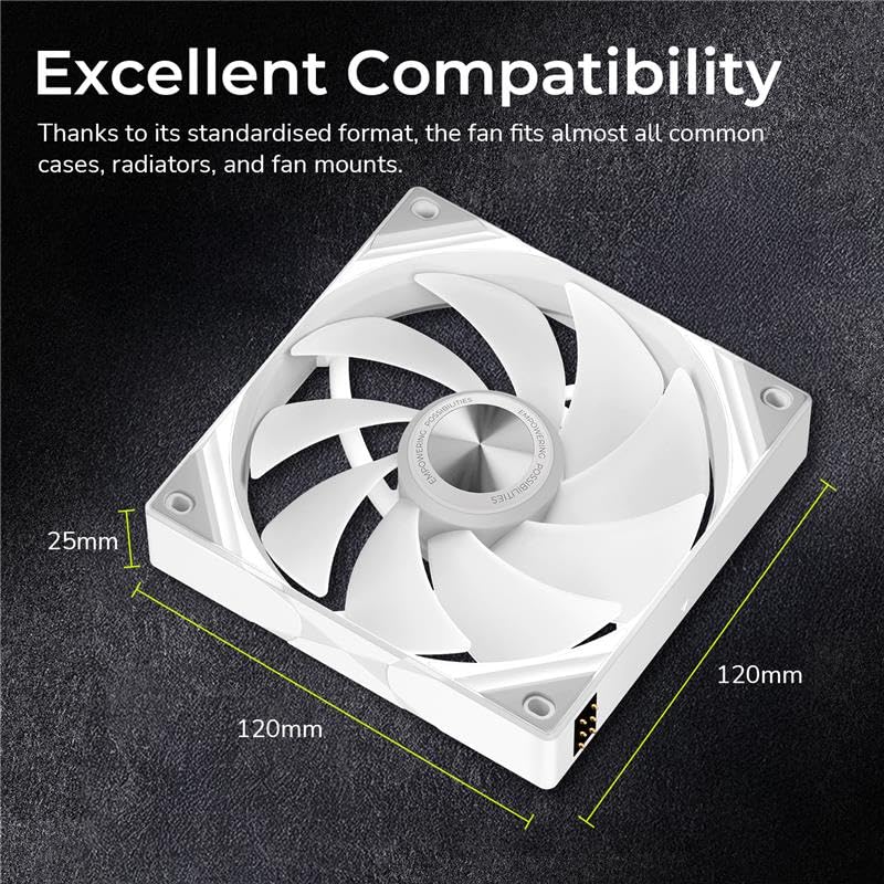 TRYX ROTA SL ARGB White 120mm Case Fan 3in1 Pogo-Pin Connection with Magnetic Cable Gen2 ARGB Light Quiet PC Case Fan - color: 3in1 White, size: Regular Fan
