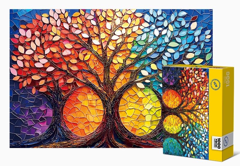 Tree of Life Puzzles for Adults 1000 Pieces, Impossible Hard Difficult Challenging Puzzles for Adults, Colorful Mosaic Tree of Life Jigsaw Puzzle 1000 Pieces - color: Tree of Life