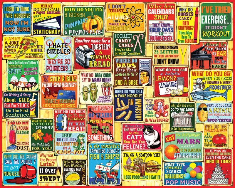 White Mountain 1000 Piece Jigsaw Puzzle Fathers Day Humor Collage Puzzles with Large Pieces Gift for Adults and Family 24"x30" - Dad Jokes