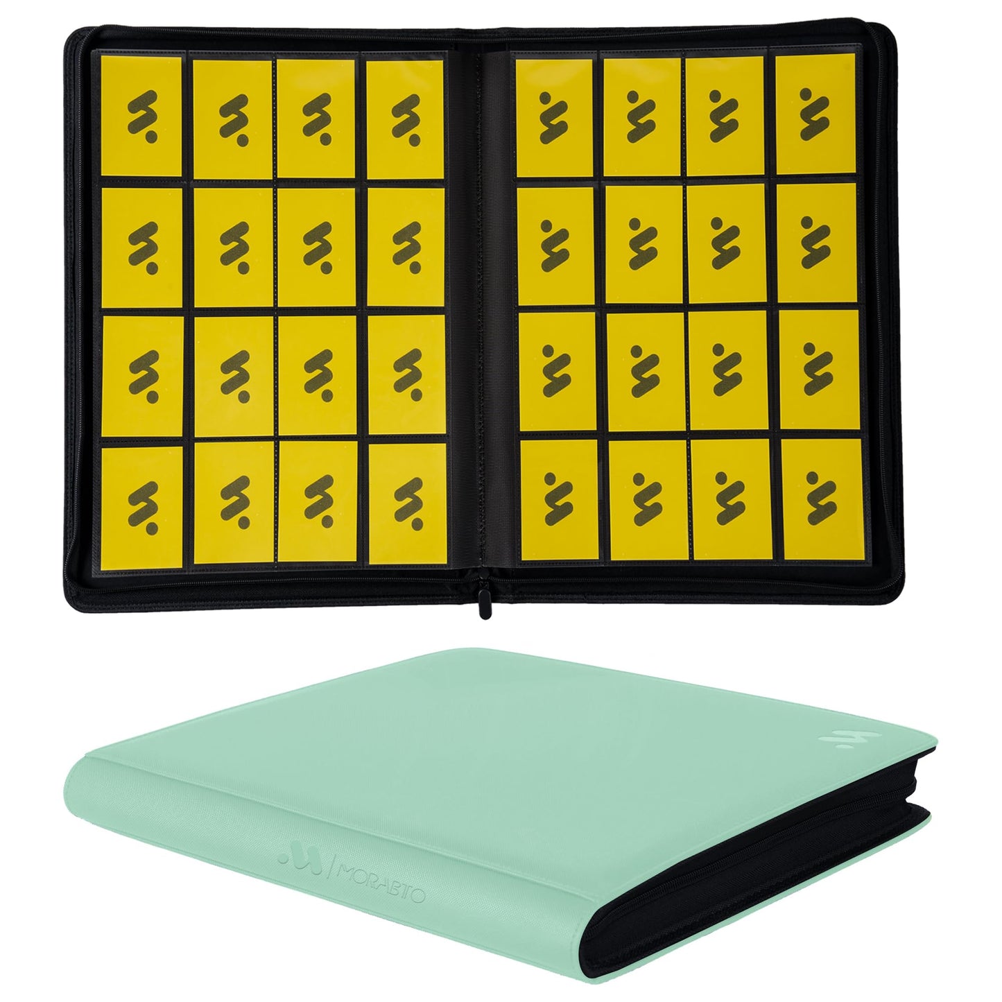 Card Binder 16 Pocket,Trading Card Binder Holds up to 1408 Cards with 44 Sleeves,Zipper Card Holder Album Compatible with TCG Card/Game Cards/Sports Card-Light green - color: Light Green