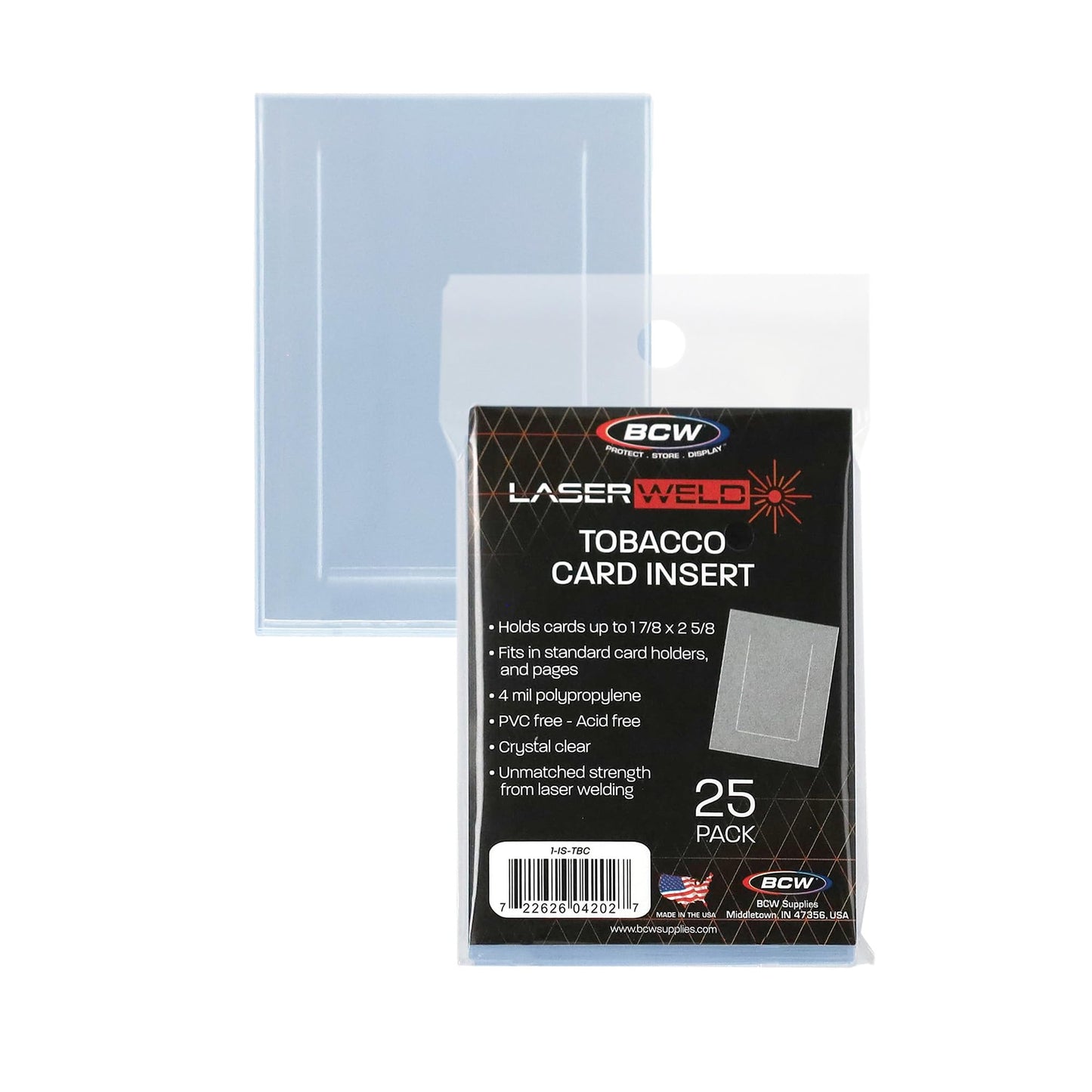 BCW LaserWeld Tobacco Card Insert Sleeves – Archival Card Inserts for Tobacco Cards | Fits Standard Magnetics & 9-Pocket Pages | Acid-Free Polypropylene – 25 Pack