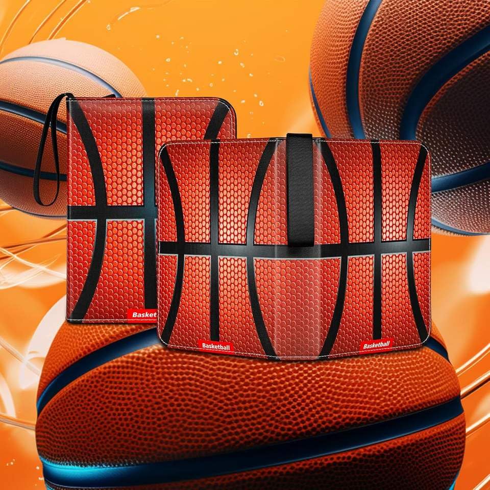 Trading Card Binder 400 Card Capacity, 50 Removable Sleeves (4 Pocket), Zipper Card Album Organizer for TCG Cards (Basketball) - color: Basketball
