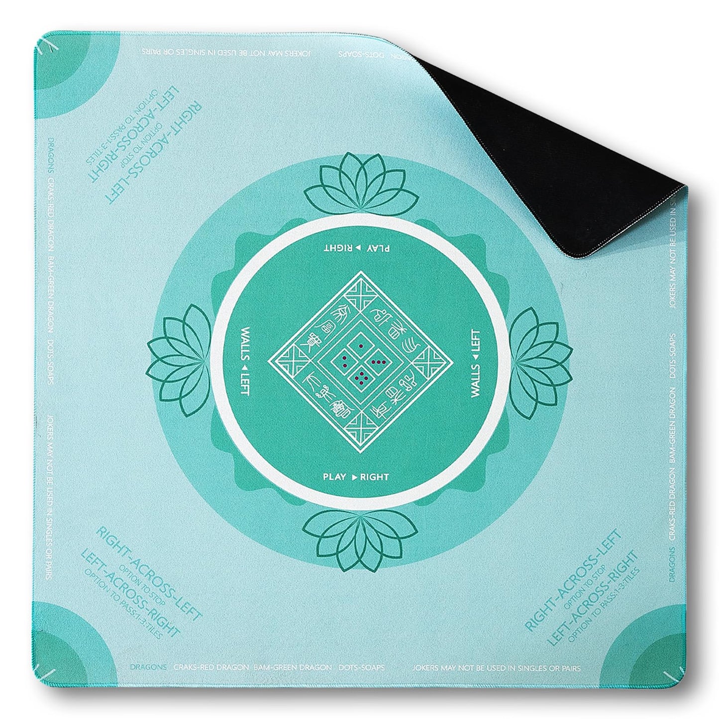 Non-Slip Mahjong Mat with Rule, Noise Cancelling American Mahjong Table Mat and Cover for Poker Cards, Board and Tile Games, 31.5 Inch X 31.5 Inch(Green)