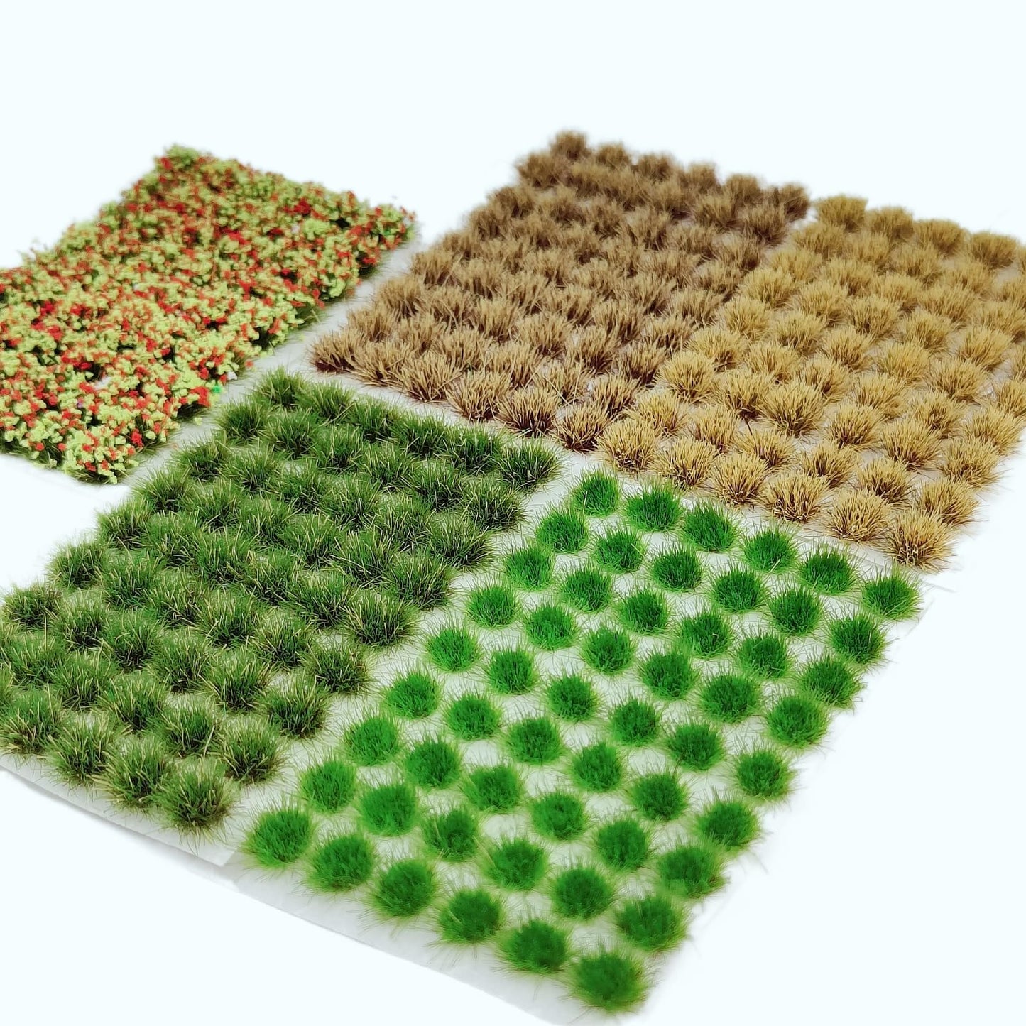 270 Pcs Static Grass & Miniature Flower Clusters Kit for Model Railway Scenery, Train Layouts, Diorama Bases, Wargaming and DIY Miniature Landscapes