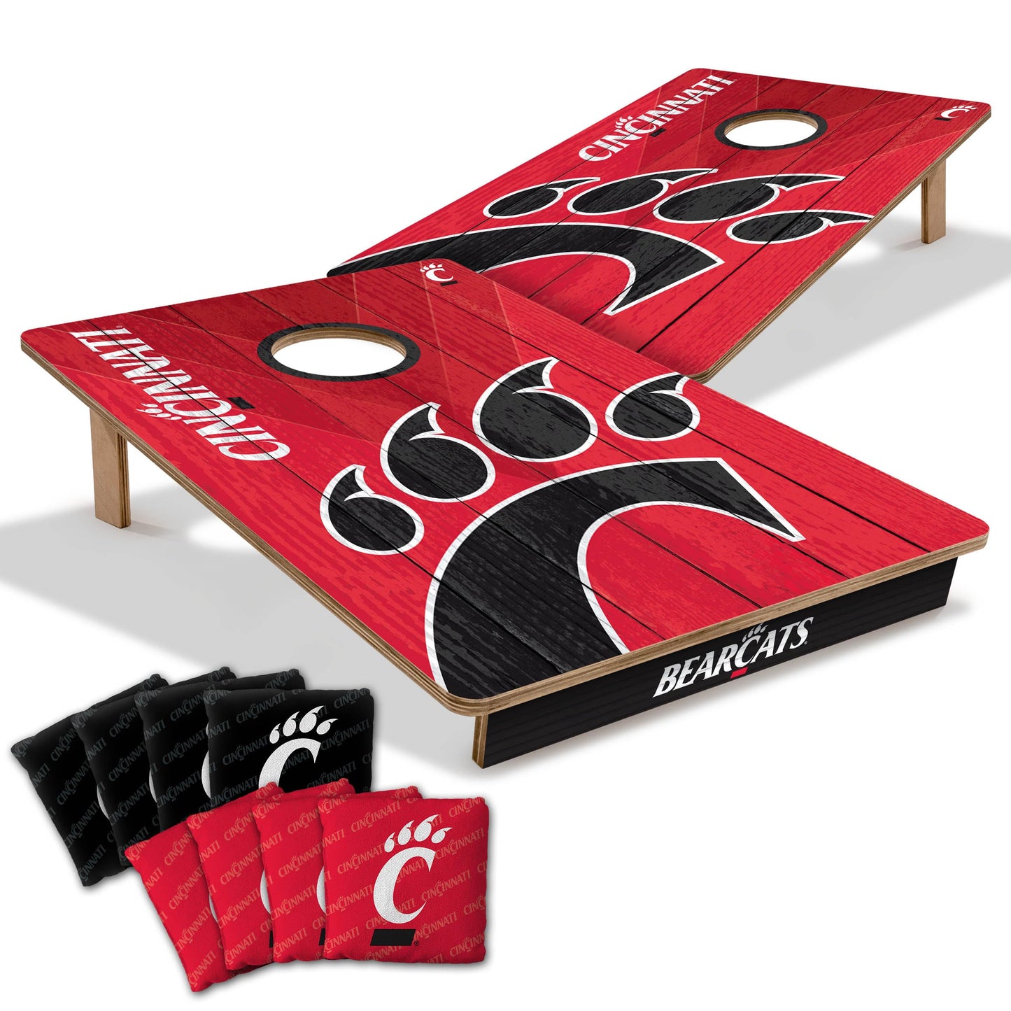 YouTheFan NCAA 2’ x 3’ Wood Cornhole Game with Logo Bags - color: Cincinnati Bearcats
