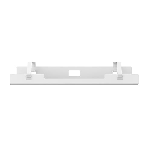 POUT Universal Wide Under Desk Cable Management Tray Organizer - 23.6 x 5.3 inch – for Wire/Cable Management - Hanging Easily Removable Rack with Cable Management Holes – Sturdy Stylish Black Steel - color: White