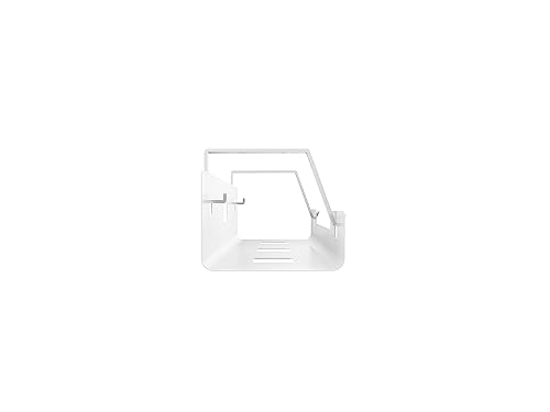 POUT Universal Wide Under Desk Cable Management Tray Organizer - 23.6 x 5.3 inch – for Wire/Cable Management - Hanging Easily Removable Rack with Cable Management Holes – Sturdy Stylish Black Steel - color: White
