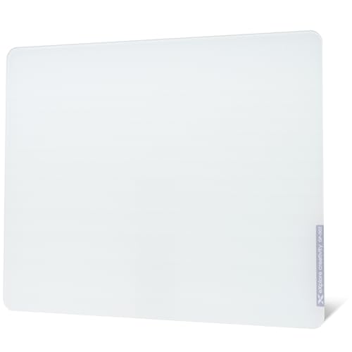 XVX Glass Mousepad Gaming, White Hard Mouse Pads for Esports, Large Mouse Mat 16.2" x 12.2", Tempered Glass Mouse Pad Smooth Micro-Etched Surface with Improved Precision and Speed - color: White