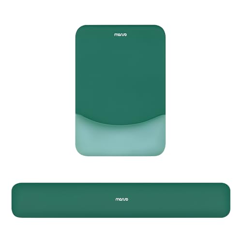 MOSISO Wrist Rest Support Mouse Pad & Keyboard Set, Peacock Green | Rectangular Ergonomic Mousepad, Non-Slip Base, Home/Office Pain Relief & Easy Typing, Neoprene Cloth & Raised Silicone Lining - color: Peacock Green