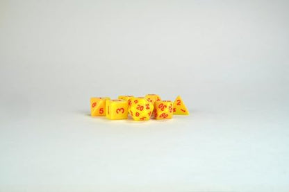 1985 Games Mango Milk Carton Dice Set – Milk Carton-Inspired Dice for DND | TTRPGs & Tabletop Roleplaying - color: Mango
