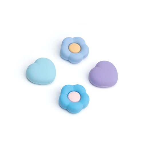 GeekShare Silicone Joy Con Thumb Grip Caps, Joystick Cover Compatible with Switch/OLED/Switch Lite,4PCS - Heart & Flower (Blue&Purple) - color: Heart & Flower Purple