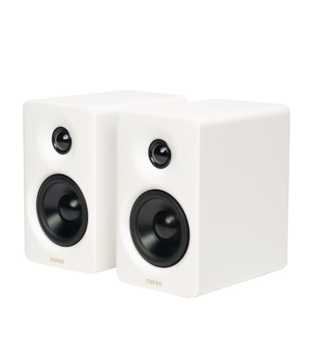 Edifier M60 Multimedia Speaker Bluetooth 5.3, 66W RMS, Hi-Res Audio & Hi-Res Wireless Audio, LDAC,3" Mid Bass & 1" Tweeter, USB-C & Aux Inputs, Compact Desktop Speaker - White - color: White