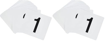 New Star Foodservice 23053 1-100 Double Sided Table Numbers, 4" x 4" Inch, White (Pack of 2) - size: 4 x 4 inches (Pack of 2), style: Black on White (1-100)
