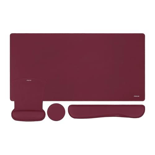 MOSISO Keyboard Mouse Pad Set, Large Gaming Mousepad&Keyboard Wrist Rest&Mouse Wrist Rest&Coaster, Ergonomic Non-Slip Mousepad&Easy Typing Cushion with Memory Foam for Home Office, Wine Red - color: Wine Red