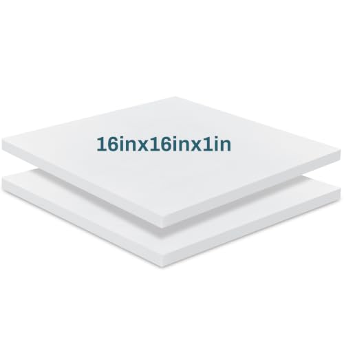 Frienda 2 Pack 1" x 16" x 16"Upholstery High Density Foam Cushion Replacement Square Cut to Size Foam Couch for Chair Couches Padding Shipping Packing DIY Cosplay Projects(White) - color: White, size: 1" X 16" X 16", style: Square