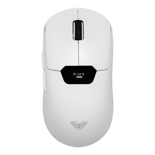 MechLands Aula SC390 Lightweight Gaming Mouse with Display Screen | 2.4G/USB-C/BT Wireless Mouse w/ 400mAh Battery, Adjustable 20,000 DPI, 1000 Polling Rate, PAW3311 Sensor, for Win/Mac (White) - color: White